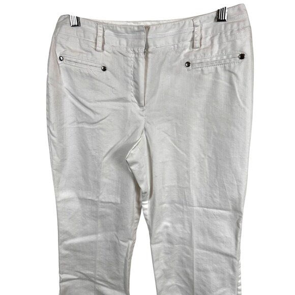 Dressbarn 8P Blend Pants  Button Pockets White 77% Cotton 20% Polyester - Picture 1 of 12